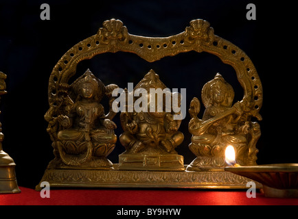 Ganesh et Lakshmi, Saraswati idol Banque D'Images