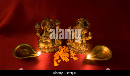 Ganesh et Lakshmi idol Banque D'Images