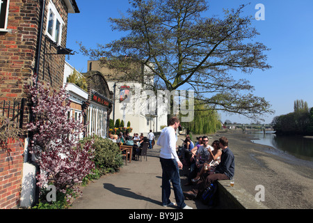 United Kingdom West London chiswick strand sur le livre vert par la Tamise Banque D'Images