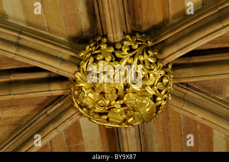 Patron de plafond à St Chad's Head Chapelle, Cathédrale de Lichfield, dans le Staffordshire, Angleterre, RU Banque D'Images