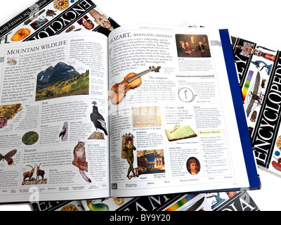 Encyclopédie grand ouvert à la page sur Mozart Banque D'Images