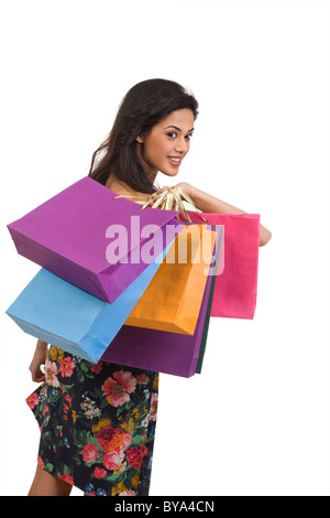 Girl with shopping bags Banque D'Images