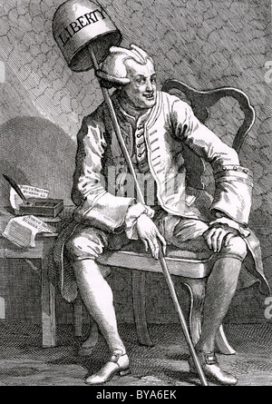 JOHN Wilkes (1725-1797) journaliste radical anglais comme parodié par William Hogarth en 1763 gravure Banque D'Images