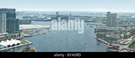 Vue panoramique de l'Inner Harbor de Baltimore Banque D'Images