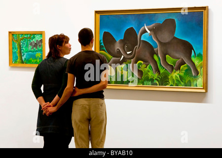 Deux jeunes à la recherche de fine art peintures Banque D'Images