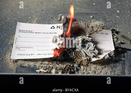 Un chèque en blanc Banque D'Images