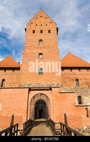 Pilis sábalos Traku, Château de l'île de Trakai, sur l'île du lac Galve, Trakai, Aukstaitija, Highlands, en Lituanie, dans le Nord de l'Europe Banque D'Images