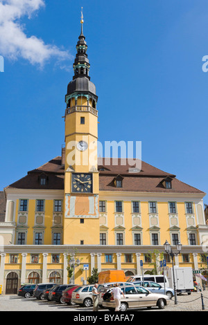 Mairie, Rathaus, Radnica, la Hauptmarkt, principal marché, Bautzen, Budysin, Budysyn Budziszyn, Dresde, région, l'Est de la Saxe Banque D'Images