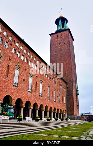 L'Hôtel de Ville de Stockholm est l'un des meilleurs exemples de "romantisme national" et a été inauguré en 1923 Banque D'Images