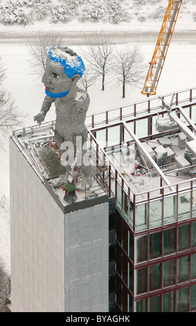 Vue aérienne, Hercules Barbe-bleue par Mark Luepertz, cérémonies de clôture du Kulturhauptstadt RUHR.2010 Capitale culturelle Banque D'Images