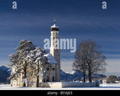 L'église St Coloman près de Schwangau en hiver, Bavaria, Germany, Europe Banque D'Images