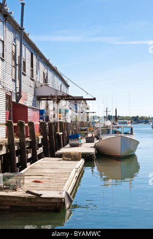 L'arrière du port, marché aux poissons, sur le quai du vieux port de Portland, Maine Banque D'Images