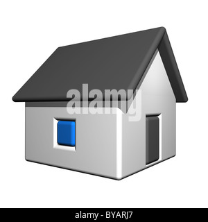 La petite maison de plain-pied, un 3d, un fond blanc. Banque D'Images