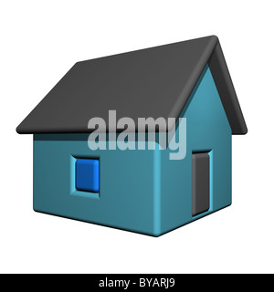 La petite maison de plain-pied, un 3d, un fond blanc. Banque D'Images
