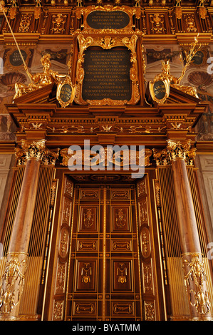 Porte avant du Golden Hall, 1643, à la mairie, Augsburg, Bavaria, Germany, Europe Banque D'Images