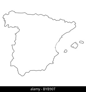 Contours, carte de l'Espagne Banque D'Images