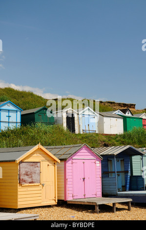 Cabines de plage en southengland coast UK Angleterre europe Banque D'Images