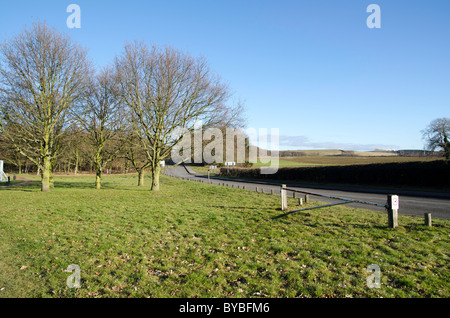 Le bord de la forêt de Sherwood en hiver. Swinecote road, B6034 Banque D'Images
