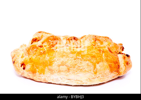 Un cornish pasty sur fond blanc Banque D'Images