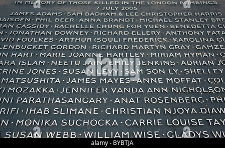 Monument à la mémoire des victimes de la bombe du 7 juillet, Hyde Park, London Banque D'Images