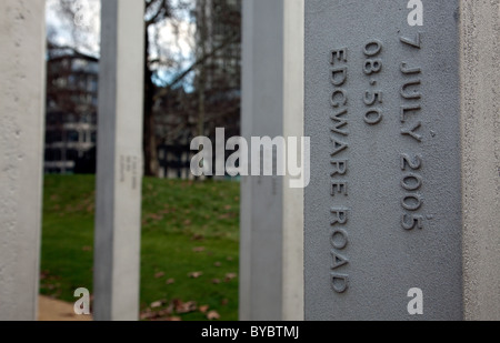 Monument à la mémoire des victimes de la bombe du 7 juillet, Hyde Park, London Banque D'Images