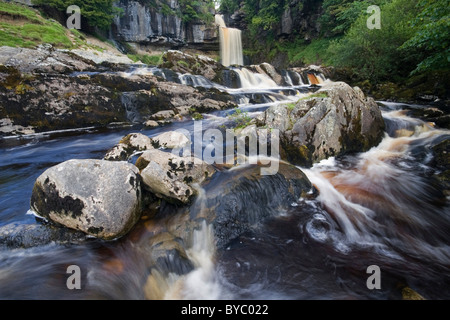 Thornton partie de la cascade de la Force des chutes d'Ingleton Marche Ingleton Ribblesdale Yorkshire Dales UK Banque D'Images