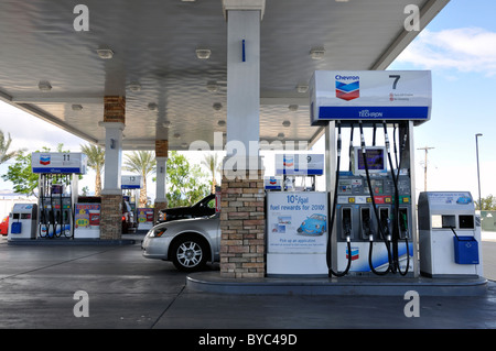 Station essence Chevron, Las Vegas, Nevada, USA Banque D'Images