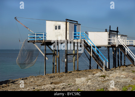 La pêche au carrelet Saint Palais en France, activité typique de la région Poitou-Charentes, département Charente Maritime Banque D'Images