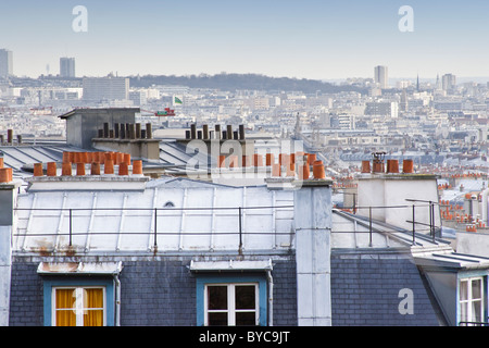 Toits de Paris vu de Montmartre. Banque D'Images