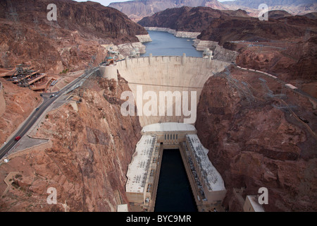 Hoover Dam de la Mike O'Callaghan - Pat Tillman Memorial Bridge, Mojave Desert, Nevada Banque D'Images