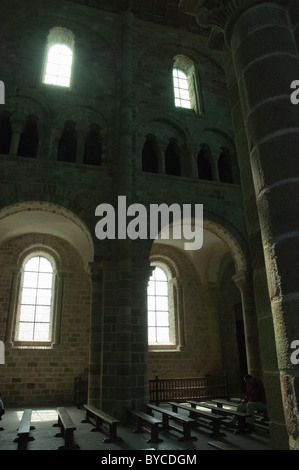 Mont St Michel à l'intérieur de l'église abbatiale Banque D'Images