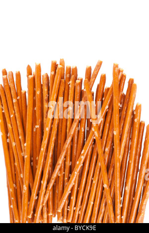 Bâtonnets de bretzel salé isolated on white Banque D'Images