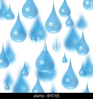 La pluie. Un ensemble de gouttes d'eau. Il est isolé sur fond blanc Banque D'Images