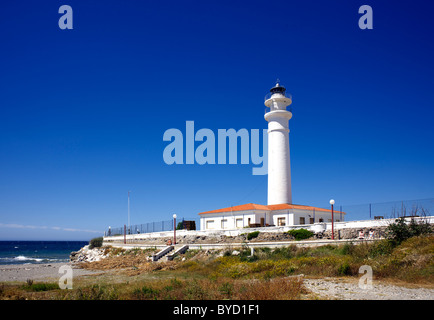 Phare, Torrox Costa, Costa del Sol, Andalousie, Espagne, de la Méditerranée, l'Espagne, l'espagnol, des plages, des stations de villégiature, l'espagnol, Banque D'Images