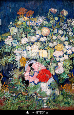 Détail : Bouquet de fleurs dans un vase, 1890, par Vincent van Gogh, Banque D'Images