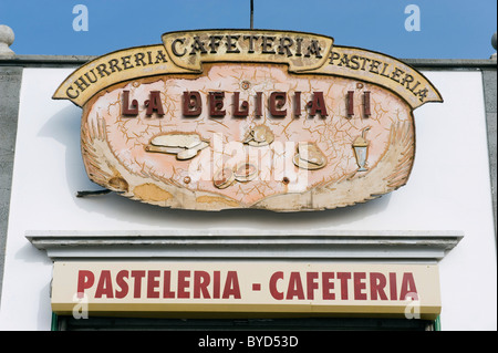 Cake Shop, café signe, Lanzarote, Canary Islands, Spain, Europe Banque D'Images