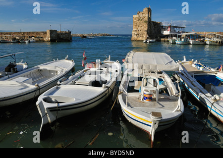 Port historique, port de Byblos (Jbail, Jbeil, Liban, Moyen-Orient, Asie de l'Ouest Banque D'Images