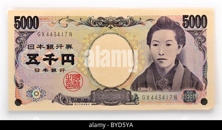 Billet de 5000 yens japonais, service du Japon, à l'avant Banque D'Images