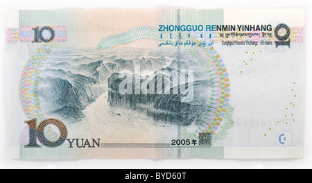 10 Chinese yuan renminbi, la monnaie, de la République populaire de Chine, aussi connu en Occident comme un billet de Yuán Kuai Banque D'Images