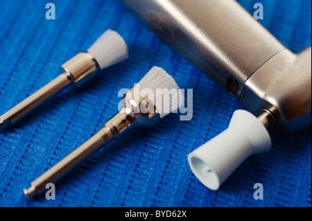 Hygiène dentaire, dentaires et de petites brosses de polissage Banque D'Images