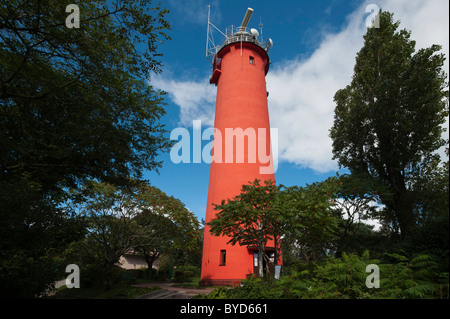 Phare, Krynica Morska, crachent sur la lagune de la Vistule, la mer Baltique, la Pologne, l'Europe occidentale, Banque D'Images