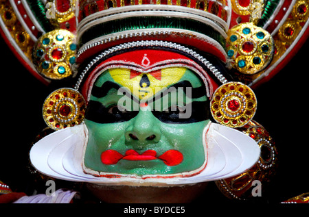 Danseur de Kathakali, Kathakai, temple de la danse, Centre Kathakali Kerala, Cochin, Ernakulam, fort Cochin, Vypan Ochanathuruthu, Inde, Banque D'Images