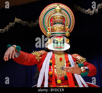 Danseur de Kathakali, Kathakai, temple de la danse, Centre Kathakali Kerala, Cochin, Ernakulam, fort Cochin, Vypan Ochanathuruthu, Inde, Banque D'Images