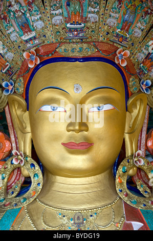 Le bouddhisme tibétain, Bouddha Maitreya, le Bouddha du futur, portrait, statue de Bouddha, Thiksey Gompa, monastère de Tikse, Tikse Banque D'Images