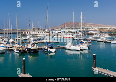 Voiliers dans le port de plaisance, Marina Rubicon, Playa Blanca, Lanzarote, Canary Islands, Spain, Europe Banque D'Images