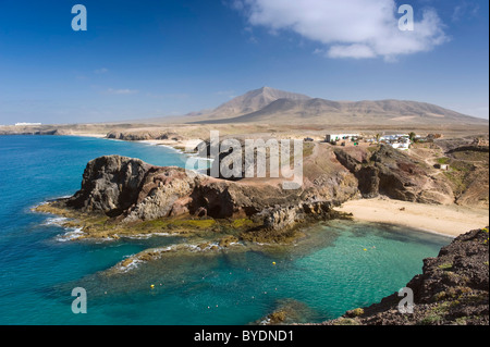 Plage de Papagayo près de Playa Blanca, Lanzarote, Canary Islands, Spain, Europe Banque D'Images