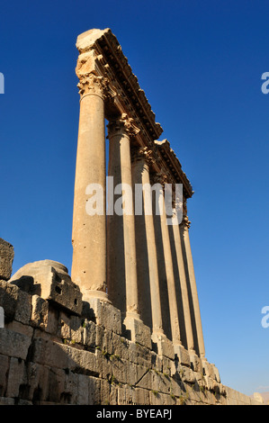 Temple de Jupiter Antique ruine à le site archéologique de Baalbek, Site du patrimoine mondial de l'UNESCO, vallée de la Bekaa, Liban, Moyen-Orient Banque D'Images