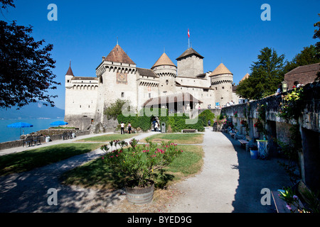 Château de Chillon, le château de Chillon, Montreux, Canton de Vaud, le lac de Genève, Suisse, Europe Banque D'Images