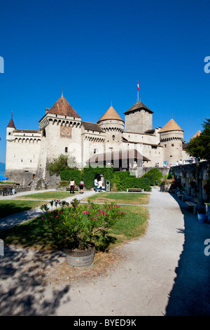 Château de Chillon, le château de Chillon, Montreux, Canton de Vaud, le lac de Genève, Suisse, Europe Banque D'Images