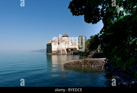 Château de Chillon, le château de Chillon, Montreux, Canton de Vaud, le lac de Genève, Suisse, Europe Banque D'Images